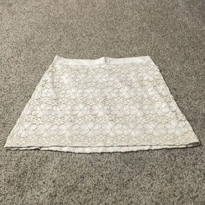 Loft off white, lined lace skirt